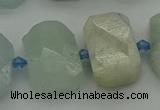 CNG7202 15.5 inches 13*18mm - 15*20mm faceted freeform aquamarine beads