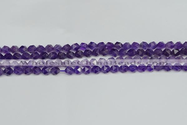 CNG7220 15.5 inches 6mm faceted nuggets amethyst gemstone beads