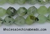 CNG7240 15.5 inches 6mm faceted nuggets green rutilated quartz beads