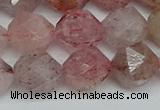 CNG7258 15.5 inches 12mm faceted nuggets strawberry quartz beads