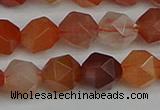 CNG7282 15.5 inches 10mm faceted nuggets red rabbit hair quartz beads