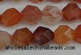 CNG7283 15.5 inches 12mm faceted nuggets red rabbit hair quartz beads