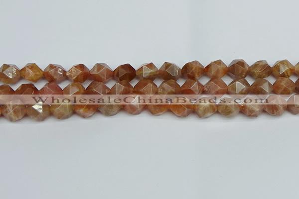 CNG7297 15.5 inches 10mm faceted nuggets sunstone beads