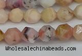 CNG7300 15.5 inches 6mm faceted nuggets pink opal gemstone beads