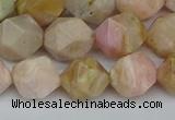 CNG7302 15.5 inches 10mm faceted nuggets pink opal gemstone beads