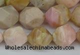 CNG7303 15.5 inches 12mm faceted nuggets pink opal gemstone beads