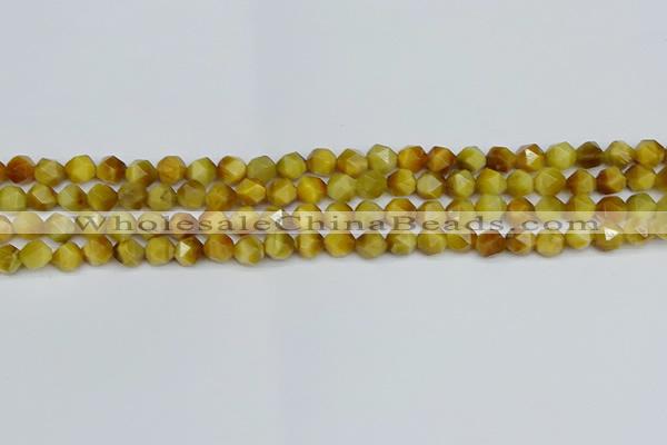 CNG7305 15.5 inches 6mm faceted nuggets golden tiger eye beads