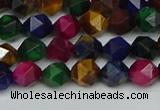 CNG7330 15.5 inches 6mm faceted nuggets mixed tiger eye beads