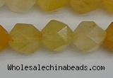 CNG7358 15.5 inches 12mm faceted nuggets yellow jade beads