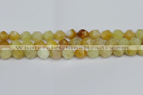 CNG7368 15.5 inches 12mm faceted nuggets yellow opal beads