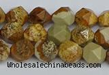 CNG7376 15.5 inches 8mm faceted nuggets picture jasper beads