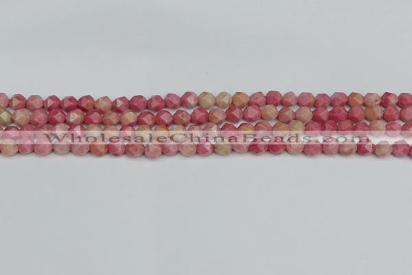 CNG7420 15.5 inches 6mm faceted nuggets rhodochrosite beads