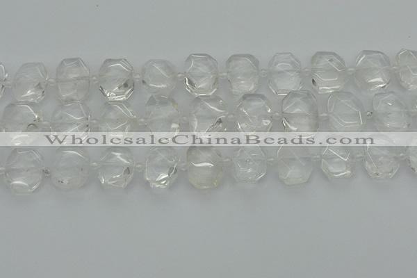 CNG7450 12*16mm - 15*20mm faceted freeform white crystal beads