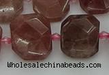 CNG7455 12*16mm - 15*20mm faceted freeform strawberry quartz beads