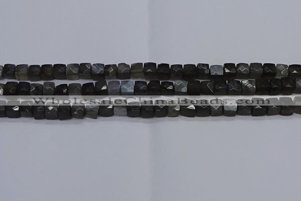 CNG7490 15.5 inches 8*8mm faceted nuggets black moonstone beads