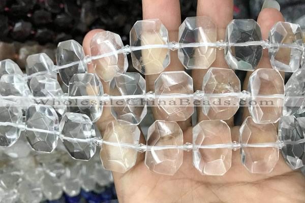 CNG7750 13*18mm - 15*25mm faceted freeform white crystal beads