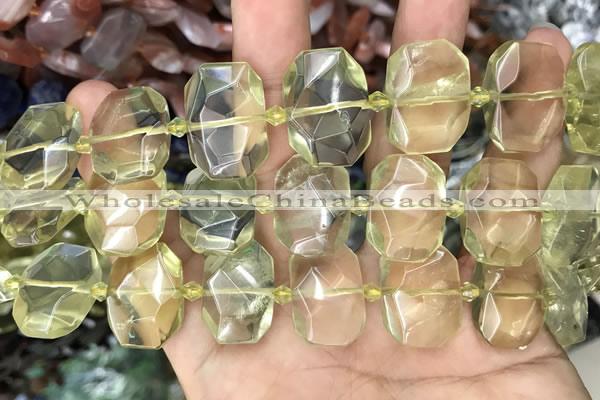 CNG7752 13*18mm - 15*25mm faceted freeform lemon quartz beads