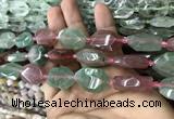 CNG7807 13*18mm - 18*25mm faceted freeform mixed strawberry quartz beads