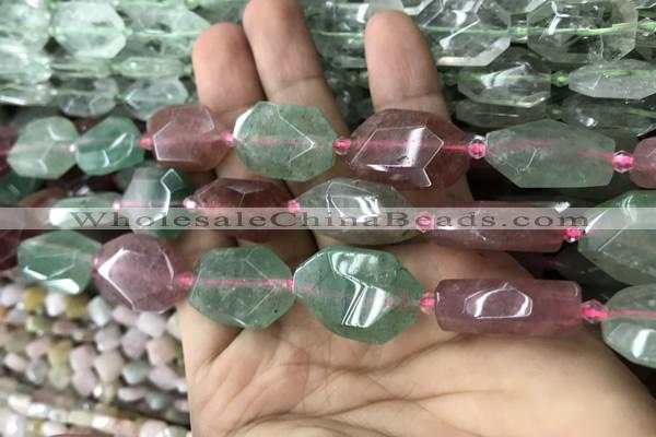 CNG7807 13*18mm - 18*25mm faceted freeform mixed strawberry quartz beads