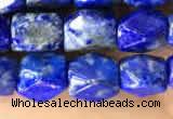 CNG7845 15.5 inches 6*8mm faceted nuggets lapis lazuli beads