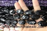 CNG7869 13*18mm - 18*25mm faceted freeform black tourmaline beads