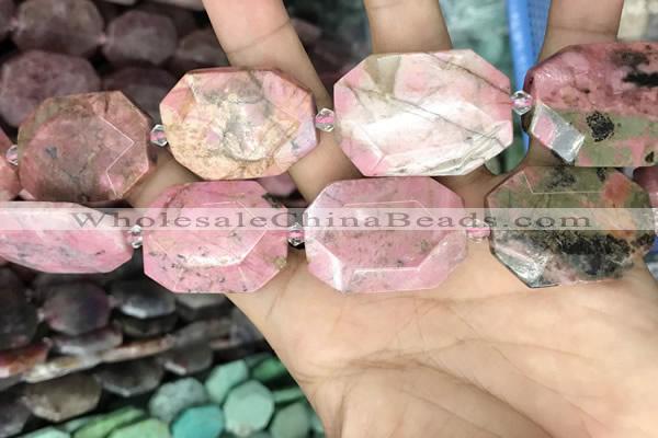 CNG7909 22*30mm - 25*35mm faceted freeform rhodochrosite beads