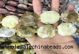 CNG7910 22*30mm - 25*35mm faceted freeform yellow opal beads