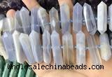 CNG7925 8*22mm - 12*40mm faceted nuggets blue chalcedony beads