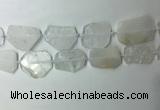 CNG7970 25*30mm - 35*45mm freeform white crystal slab beads