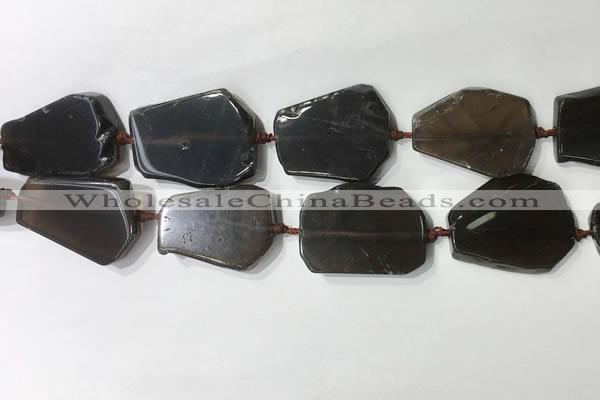 CNG7977 25*30mm - 35*45mm freeform smoky quartz slab beads