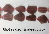 CNG7979 25*30mm - 35*45mm freeform strawberry quartz slab beads