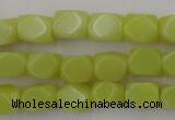 CNG805 15.5 inches 8*12mm faceted nuggets lemon jade beads