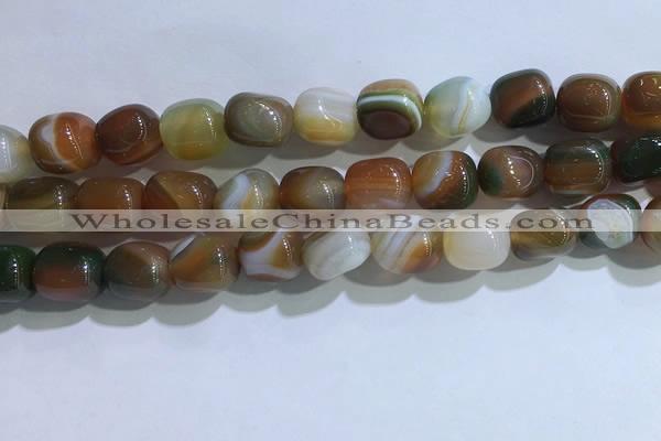 CNG8195 15.5 inches 10*14mm nuggets striped agate beads wholesale