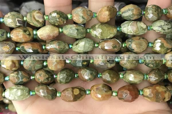 CNG8539 15.5 inches 8*10mm - 9*13mm faceted nuggets rhyolite beads