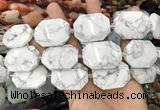 CNG8556 22*30mm - 25*35mm faceted freeform white howlite beads