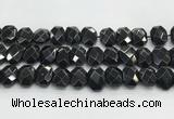 CNG8624 10*13mm - 12*16mm faceted freeform black agate beads