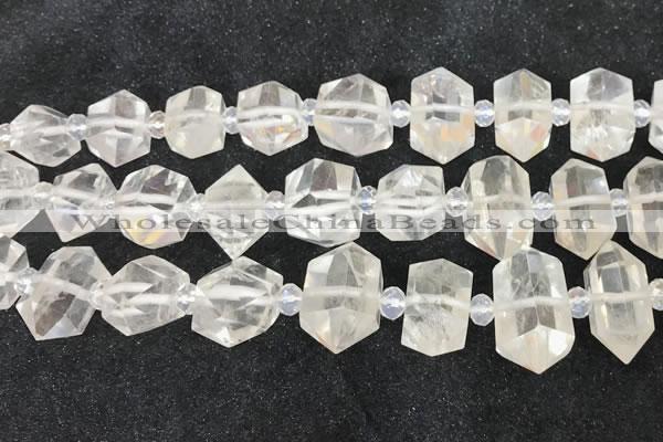 CNG8670 12*20mm - 20*33mm faceted nuggets white crystal beads