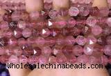 CNG8696 15.5 inches 8mm faceted nuggets strawberry quartz beads