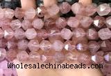 CNG8697 15.5 inches 10mm faceted nuggets strawberry quartz beads