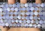 CNG8706 15.5 inches 8mm faceted nuggets blue chalcedony beads