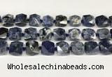 CNG8792 16*17mm - 18*19mm faceted nuggets sodalite  beads