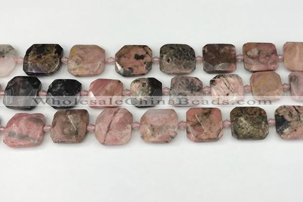 CNG8814 15.5 inches 16mm - 20mm faceted freeform rhodonite beads