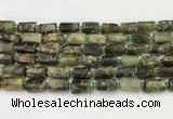 CNG8863 15.5 inches 8*12mm - 10*16mm nuggets matte green garnet beads