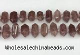 CNG8900 10*25mm - 14*30mm faceted nuggets strawberry quartz beads