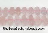 CNG8910 10*25mm - 15*30mm faceted nuggets rose quartz beads