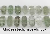 CNG8912 10*25mm - 15*30mm faceted nuggets green quartz beads