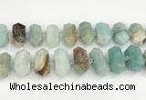 CNG8914 15.5 inches 10*25mm - 15*30mm faceted nuggets amazonite beads