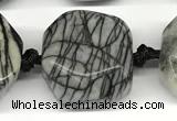 CNG8935 16*17mm - 18*19mm faceted freeform black water jasper beads