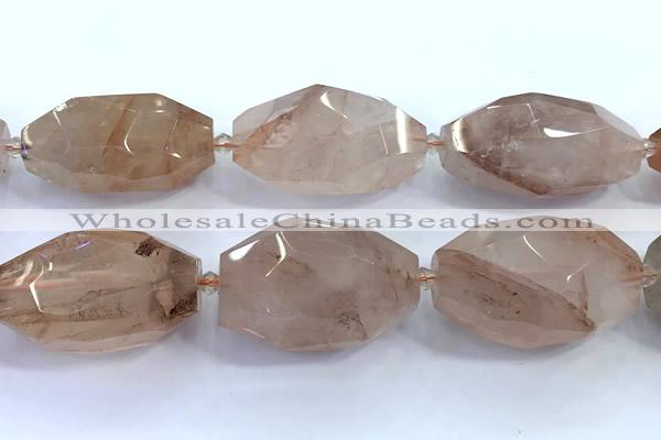 CNG8978 15 inches 20*33mm - 25*40mm faceted nuggets pink quartz beads