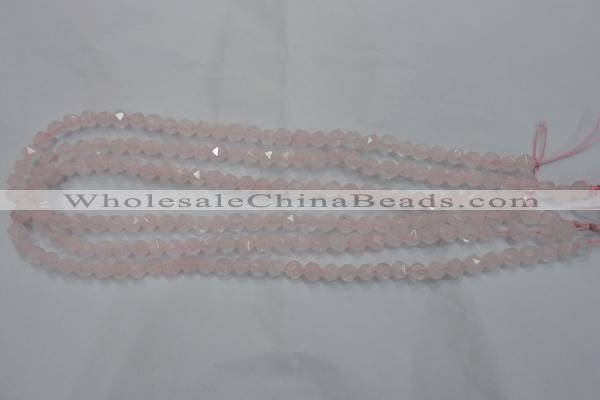 CNG918 15 inches 6mm faceted nuggets rose quartz beads